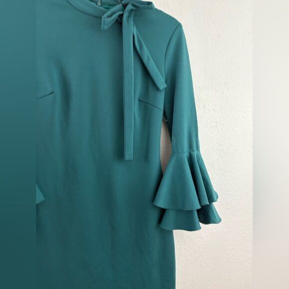 Alexia Admor Bow Neck Ruffle Sleeve  green Dress size XS - Picture 5 of 13